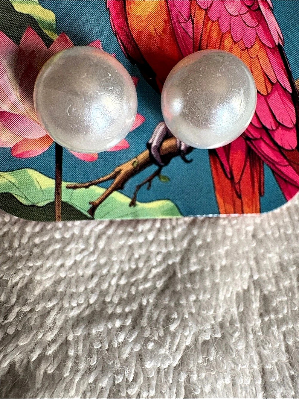 White Stud Earrings Pearl like large New